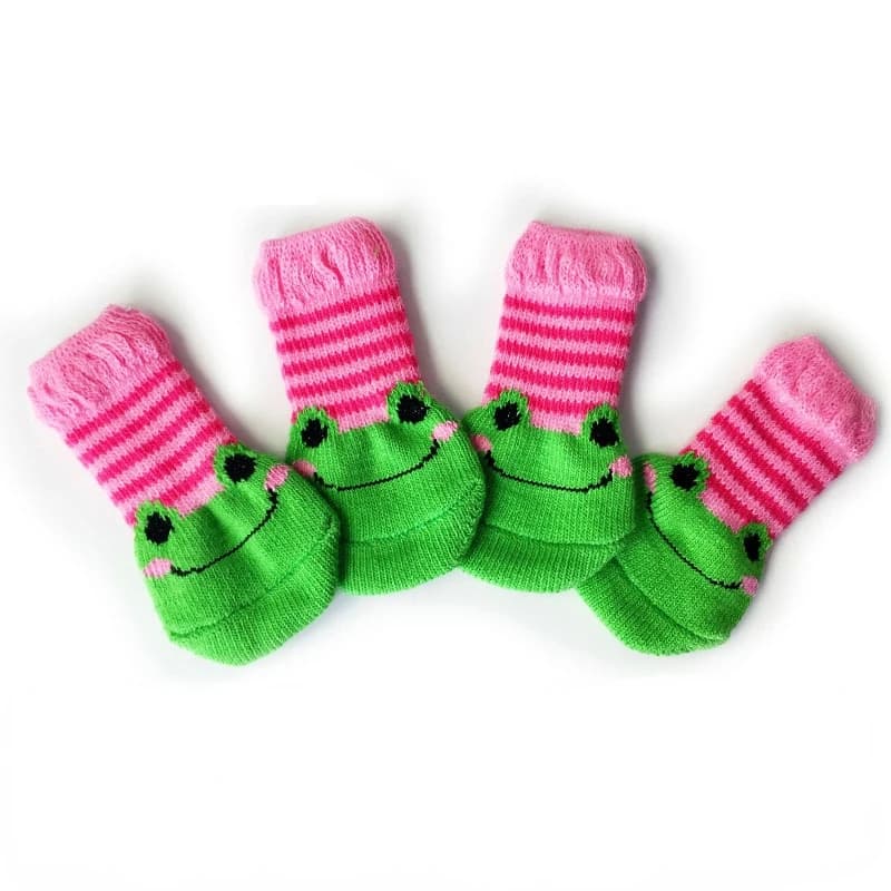 4 Pack Dog Socks Cartoon Non-Slip Cat Puppy Shoes Print Foot Cover Pet Paw Protection for Small Dog Chihuahua Spitz Yorkie