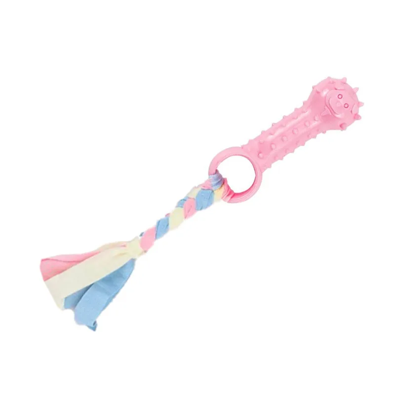 Soft Dog Chew Toys Pink Rubber Bone Toy Durable Molars Training Ball Toy Chihuahua Yorkie Interactive Treat Toys Pet Supplies