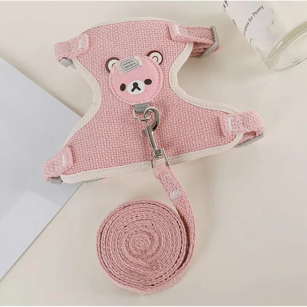 Rabbit Harness Leash Breathable Dog Walking Harness Anti Pull Adjustable Vest for Small Animals Hamster Guinea Pig Ferret Kitten