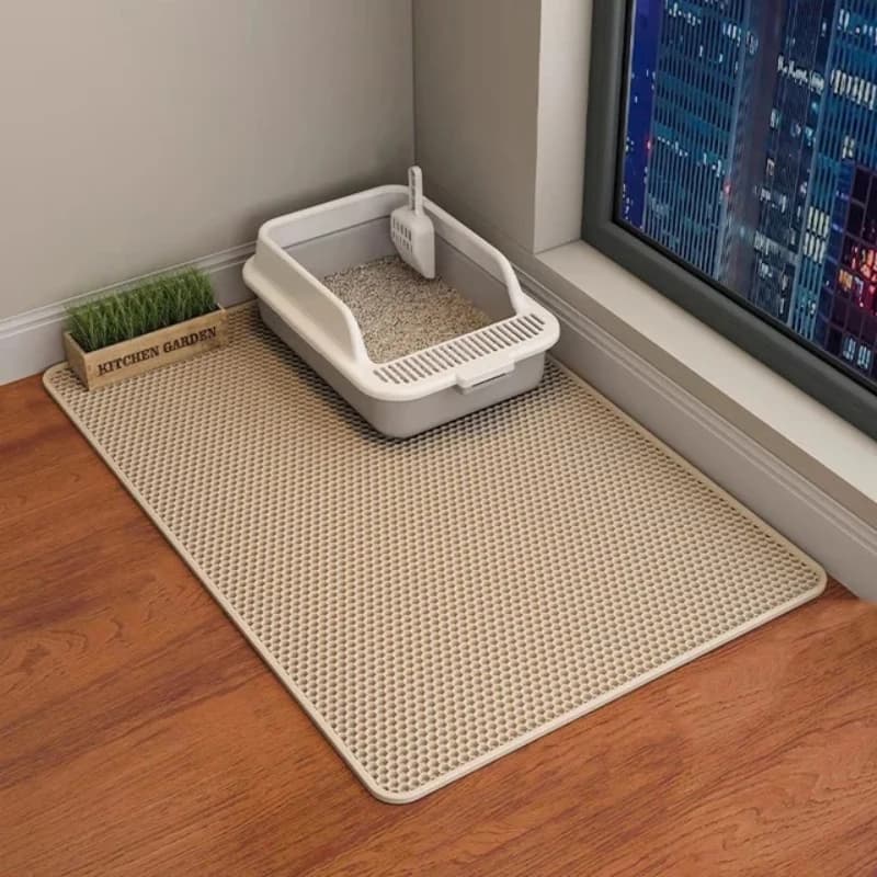 Cat Litter Mat Non Slip Big Pet Litter Box Filter Mat Double Layer Wear Resistant Waterproof Cat Litter Mat Pet Clean Supplies