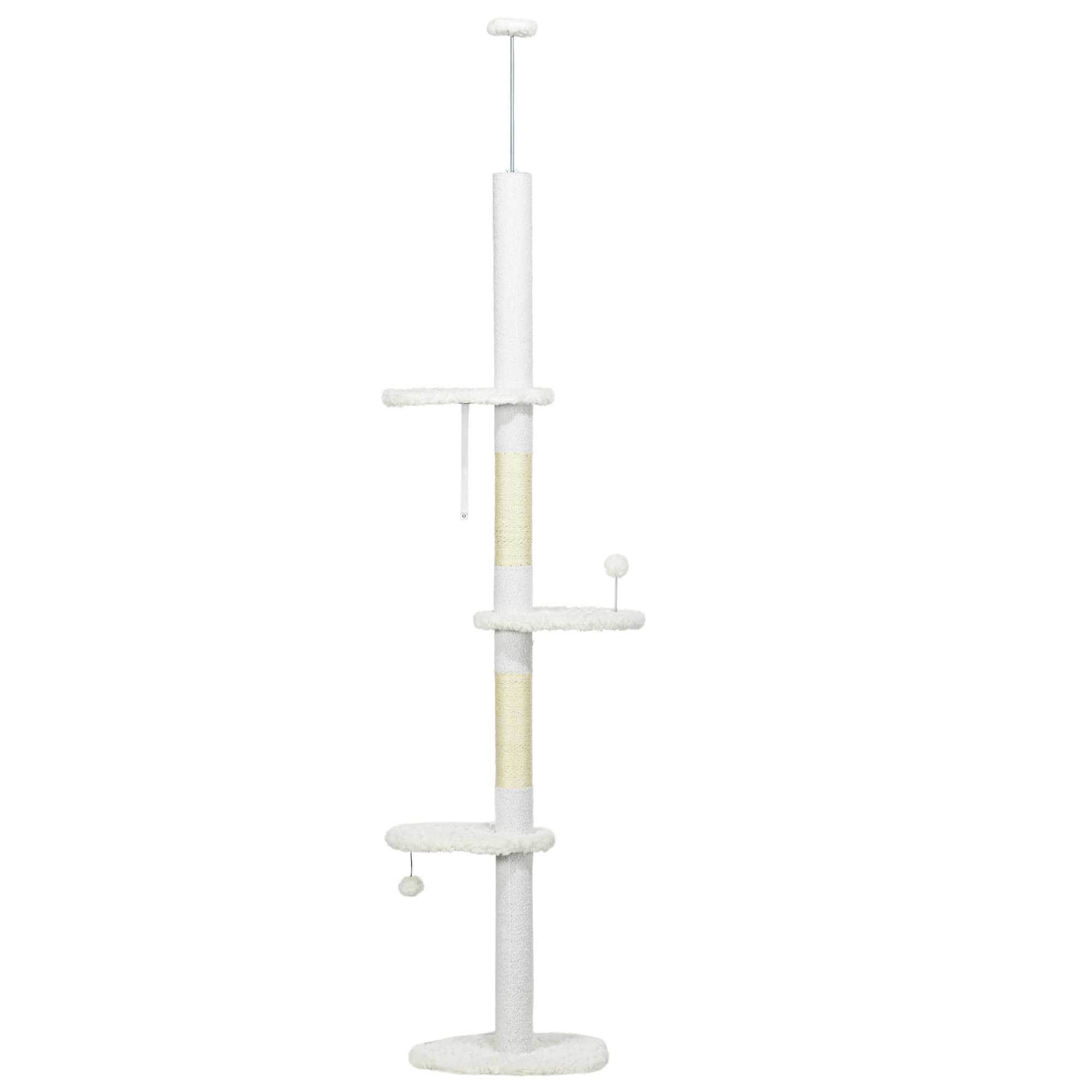 8.4 Floor to Ceiling Cat Tree, Adjustable Height, White