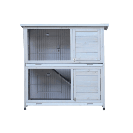 Rabbit Hutch Outdoor, 2-Story Rabbit Cage Indoor With Run, Bunny Cage With 2 Removable No-Leak Trays, Pet Cages With Non-Slip Ramp, Waterproof Roof, Fence, For Small Animals