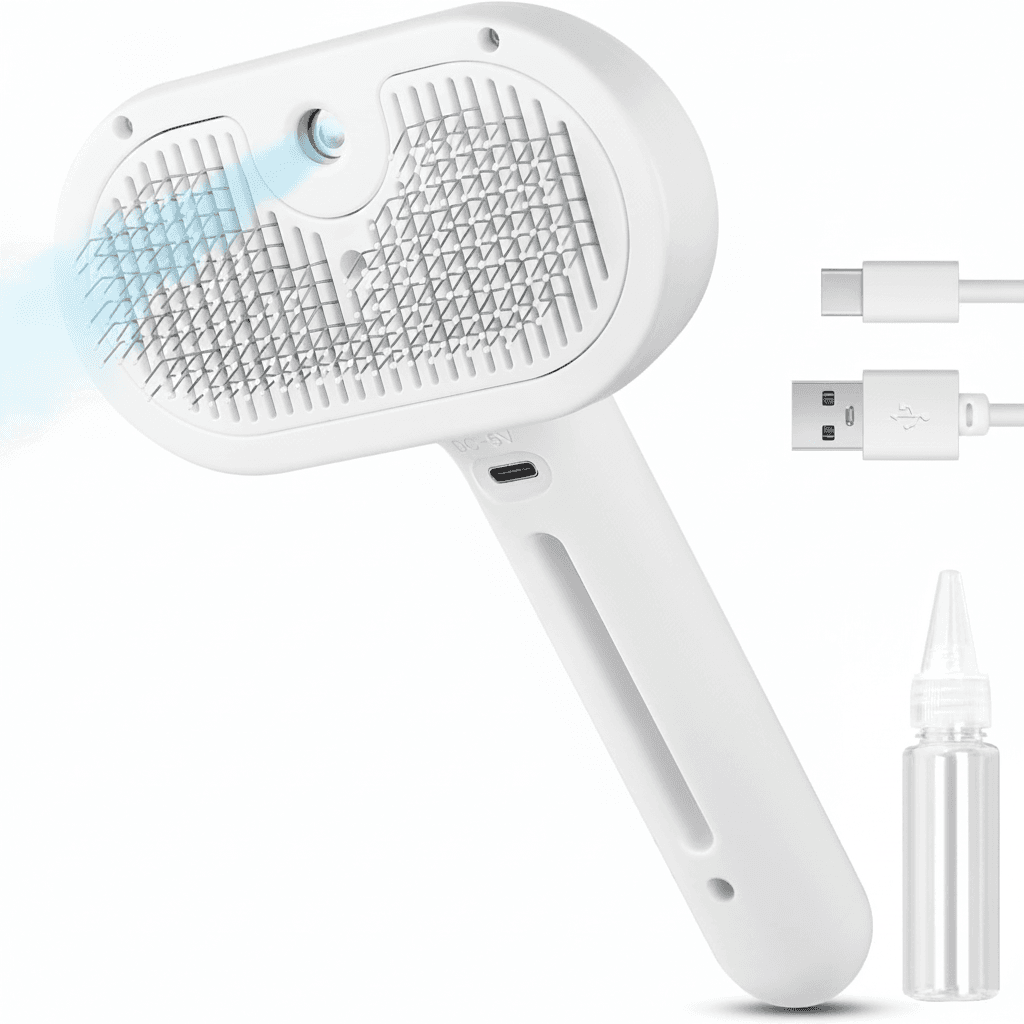3 In 1 Cat Steam Brush, Pet Steam Brush For Cat Dog Long Short Haired, Pet Spray Hair Removal Comb For Small Animals Shedding & Grooming, Water Mist Spray Brushes With Release Button