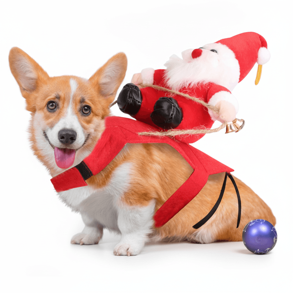 S-M-L-XL Options -- 1Pc Pet Christmas Costumes Red Winter Coat For Dog Riding Santa Claus With Bell Clothes New Year Outfit Cosplay Costumes Party Dress Up For Cats