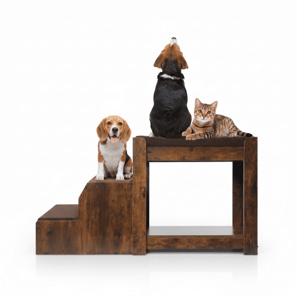 Pet Bunk Bed With Removable Step For Dogs And Cats, Multi-Level Bed Window Perch Seat Platform With Cushion And Cat Scratch Pad, Indoor Use