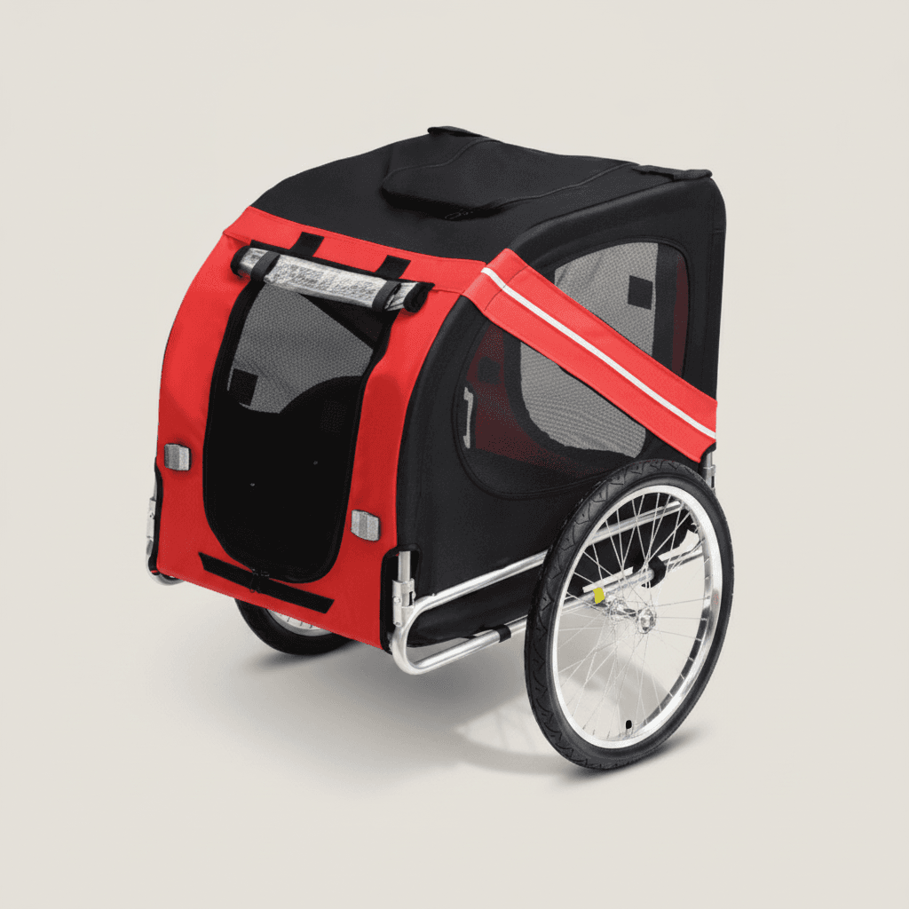 Aosom Dog Bike Trailer Pet Cart Bicycle Wagon Cargo Carrier Attachment For Travel With 3 Entrances Large Wheels For Off-Road & Mesh Screen
