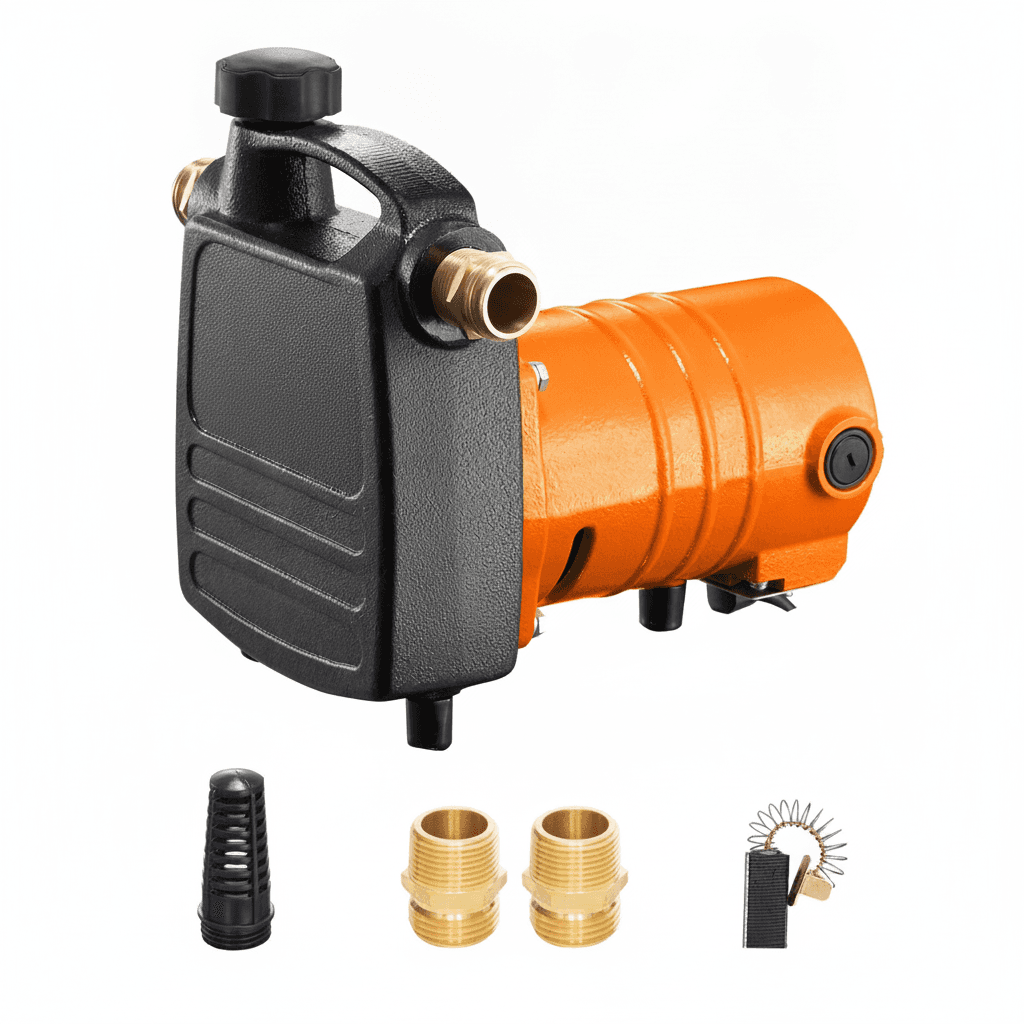 Cast Iron Water Transfer Pump, 115V AC 1600 GPH 1/2HP, Portable Electric Utility Pump With Carbon Brush, Filter, Brass Connectors, For Garden, Rain Barrel, Pool, Pond, Hot Tub, Aquarium Draining