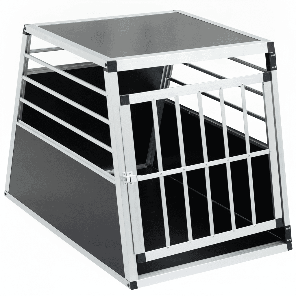 Aluminum Transport Case, Aluminum Car Carrier, Travel Carrier, Suitable For Cats And Dogs, Black And Silver.