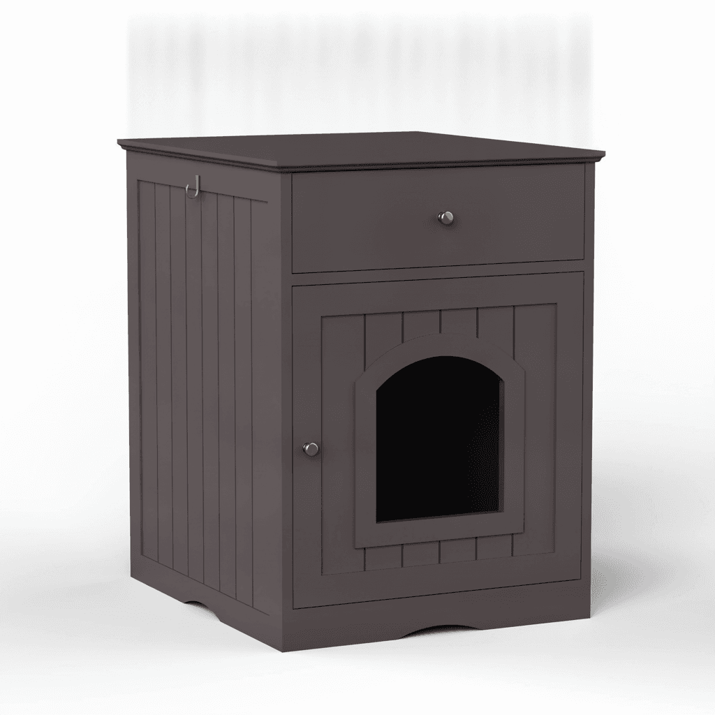 Wooden Pet House Cat Litter Box Enclosure With Drawer, Side Table Indoor Pet Crate