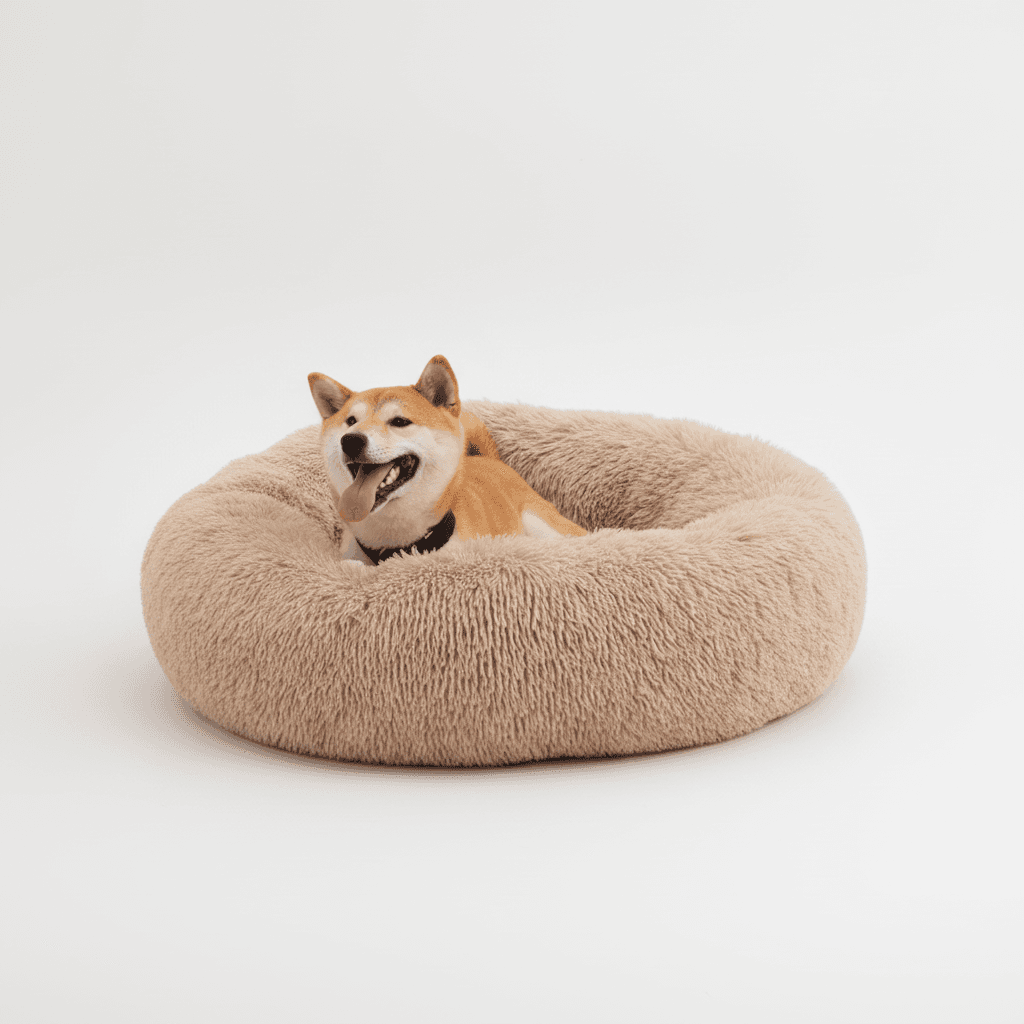 Anti Anxiety Calming Pet Bed Washable Plush Donut Dog Bed