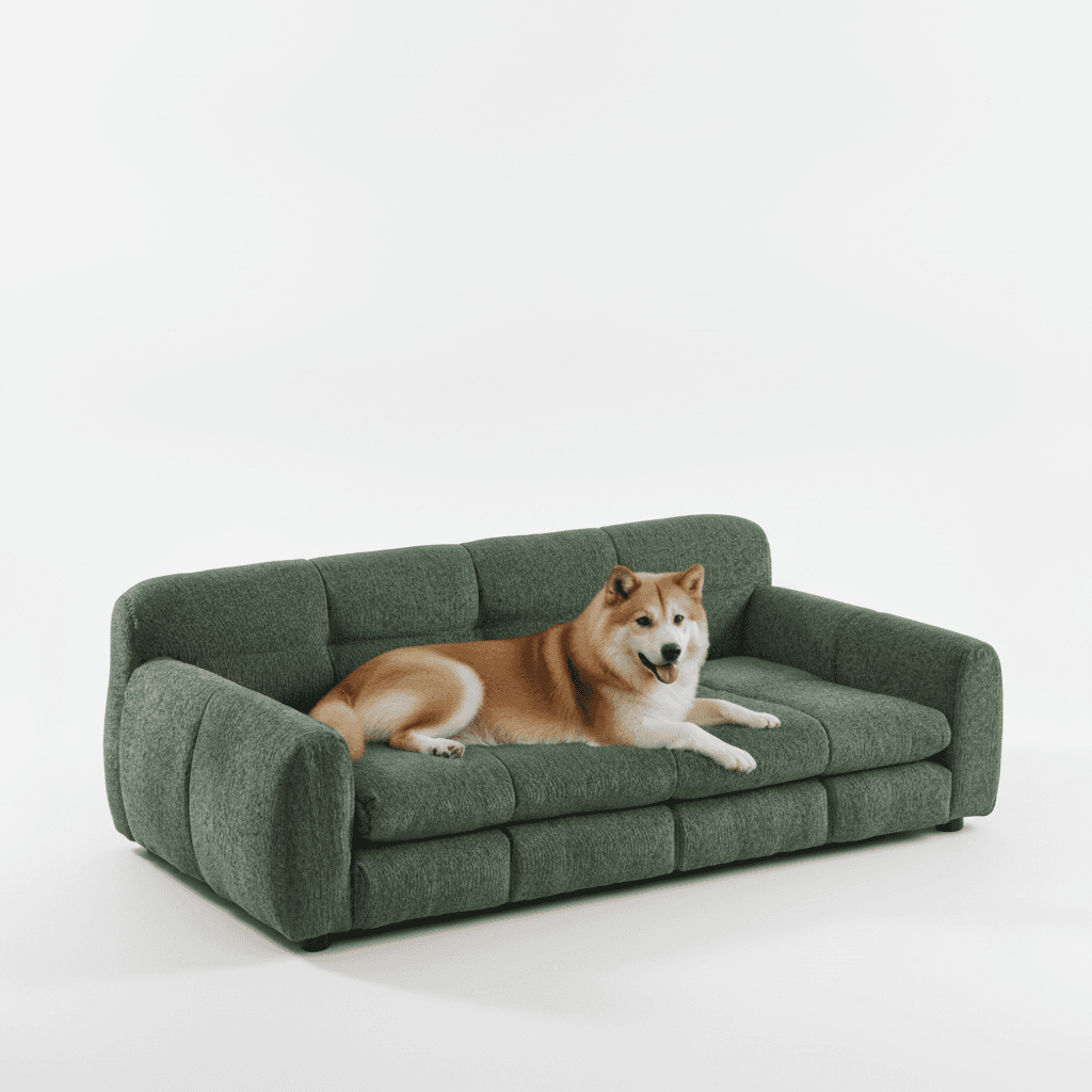 Soft And Comfortable Pet Bed For Big And Oversized Dogs, Durable Elevated Dog Sofa Bed, Comfortable Dog Sofa, Modern And Fashionable Linen Fabric Dog Sofa-OLIVE GREEN
