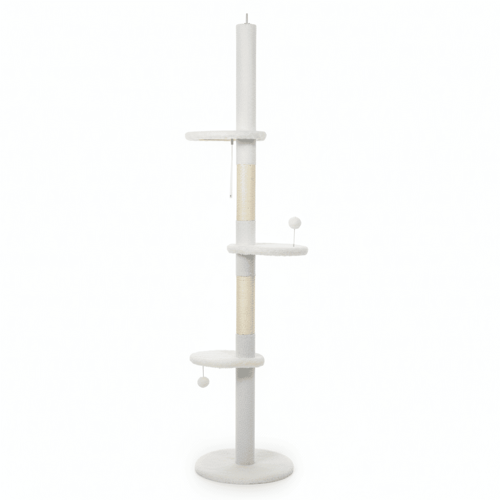 8.4 Floor to Ceiling Cat Tree, Adjustable Height, White