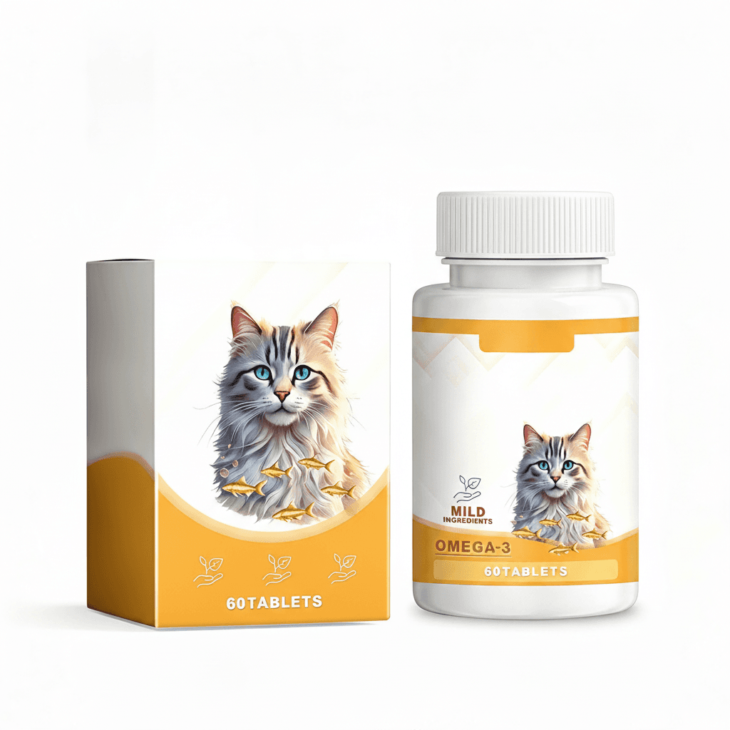 Cat 3 Fish Oil Tablets, Multivitamin Skin & Coat Supplement For Cats, Support Immune, Heart & Bone Health, 60 Chewable Tablets