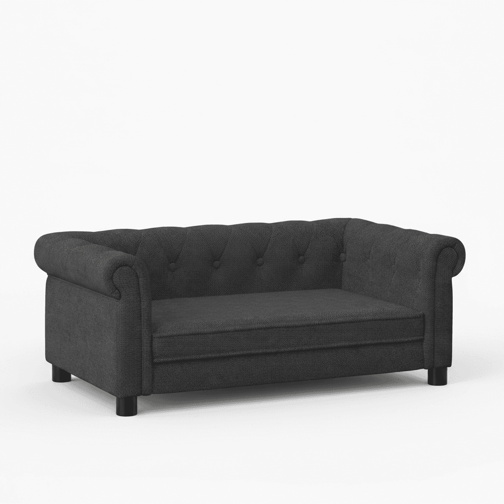Elegant Rectangular Pet Bed For Small And Medium-sized Dogs, Durable Elevated Dog Sofa Bed, Comfortable Dog Sofa, Modern And Fashionable Linen Fabric Dog Sofa-Black